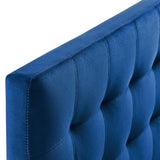 Cleo Biscuit Tufted Performance Velvet Queen Headboard in Navy