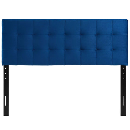 Lily Biscuit Tufted Performance Velvet Queen Headboard in Navy