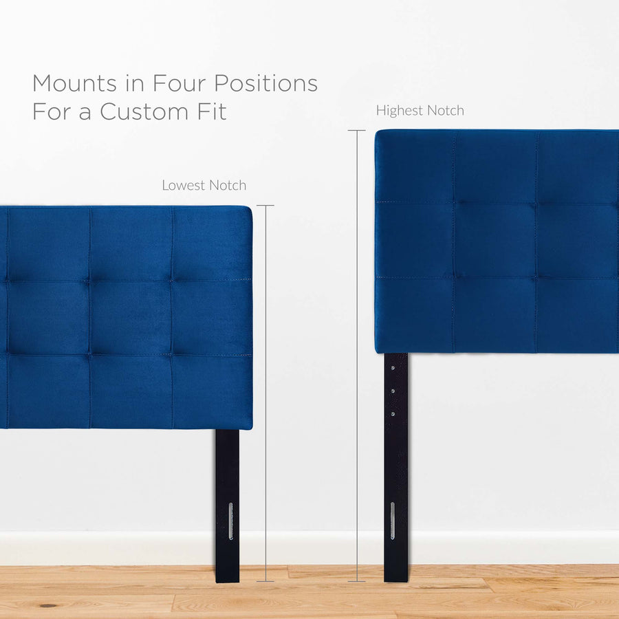 Cleo Biscuit Tufted Performance Velvet Queen Headboard in Navy
