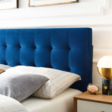 Cleo Biscuit Tufted Performance Velvet Queen Headboard in Navy