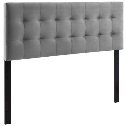 Lily Biscuit Tufted Performance Velvet King Headboard in Gray