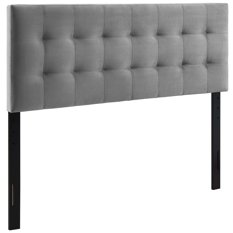 Cleo Biscuit Tufted Performance Velvet King Headboard in Gray