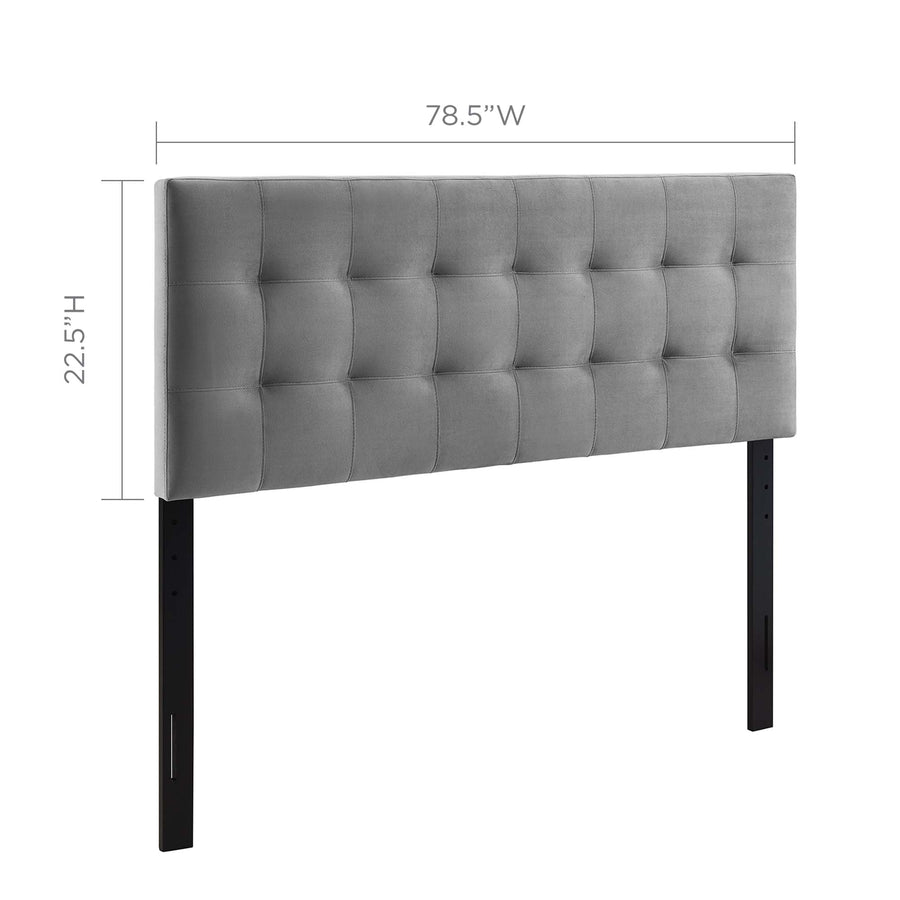Cleo Biscuit Tufted Performance Velvet King Headboard in Gray