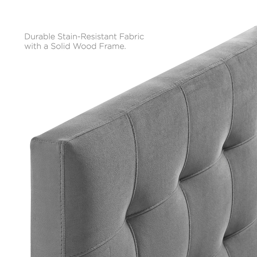 Cleo Biscuit Tufted Performance Velvet King Headboard in Gray
