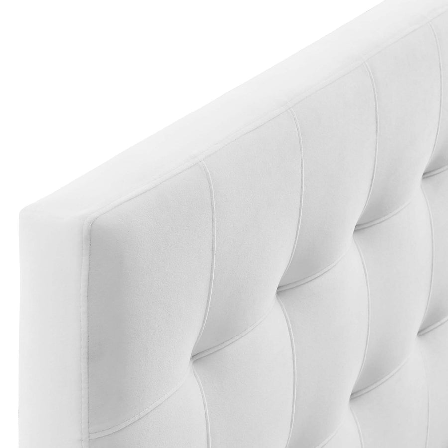 Cleo Biscuit Tufted Performance Velvet King Headboard in White