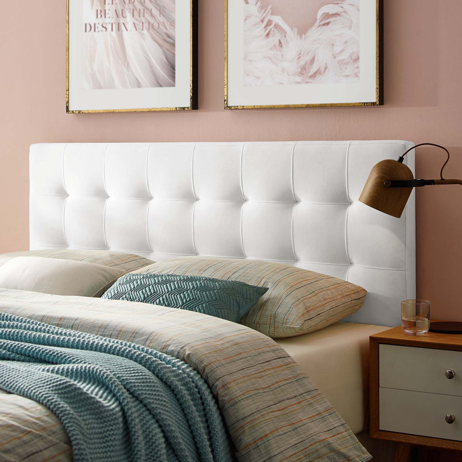 Cleo Biscuit Tufted Performance Velvet King Headboard in White