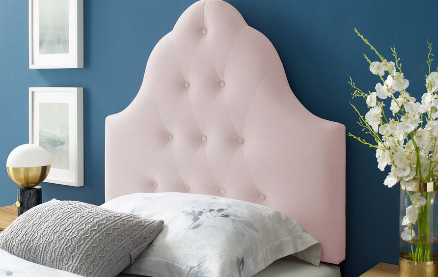 Semillon Diamond Tufted Performance Velvet Twin Headboard in Pink