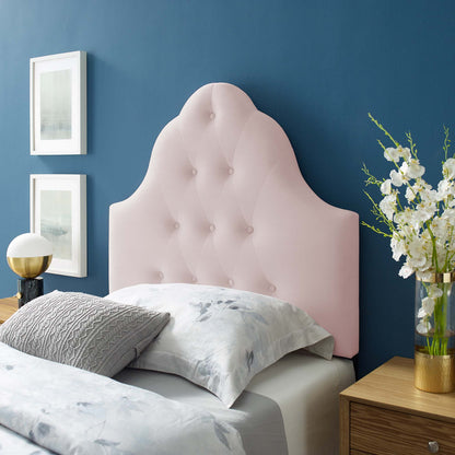 Sovereign Diamond Tufted Performance Velvet Twin Headboard by Furniture For America