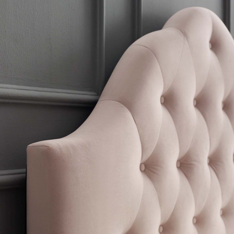 Semillon Diamond Tufted Performance Velvet Queen Headboard in Pink