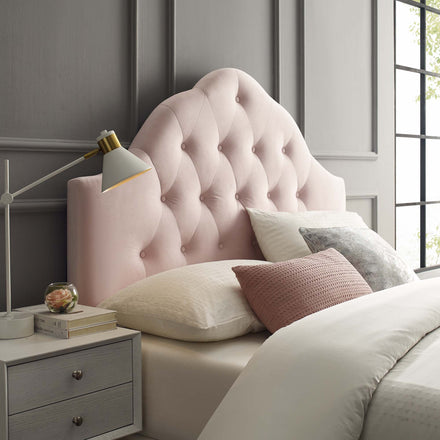 Sovereign Diamond Tufted Performance Velvet Queen Headboard in Pink