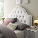 Semillon Diamond Tufted Performance Velvet Queen Headboard in White