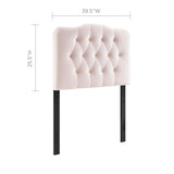 Sage Diamond Tufted Performance Velvet Twin Headboard in Pink