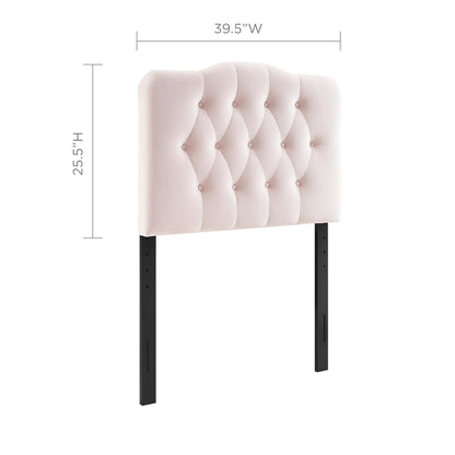 Annabel Diamond Tufted Performance Velvet Twin Headboard by Furniture For America
