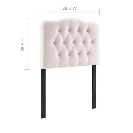 Annabel Diamond Tufted Performance Velvet Twin Headboard in Pink