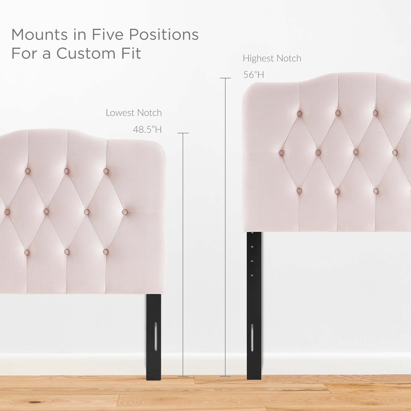 Annabel Diamond Tufted Performance Velvet Twin Headboard by Furniture For America
