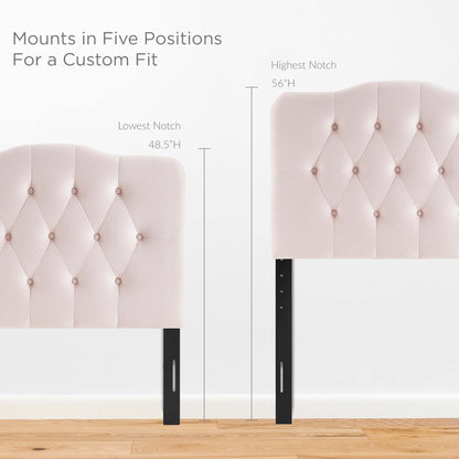 Annabel Diamond Tufted Performance Velvet Twin Headboard by Furniture For America