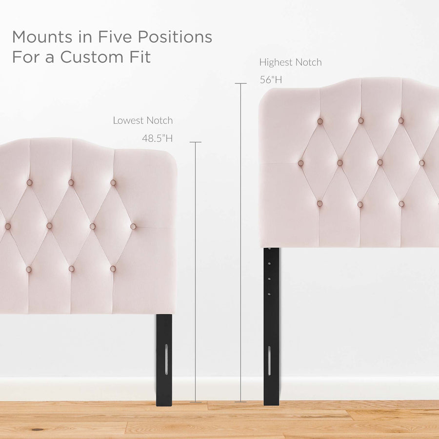 Sage Diamond Tufted Performance Velvet Twin Headboard in Pink