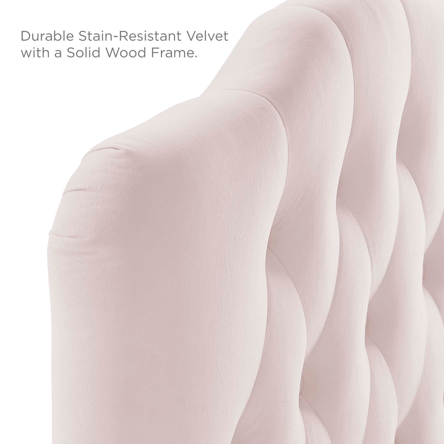 Sage Diamond Tufted Performance Velvet Twin Headboard in Pink