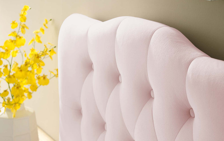 Sage Diamond Tufted Performance Velvet Twin Headboard in Pink