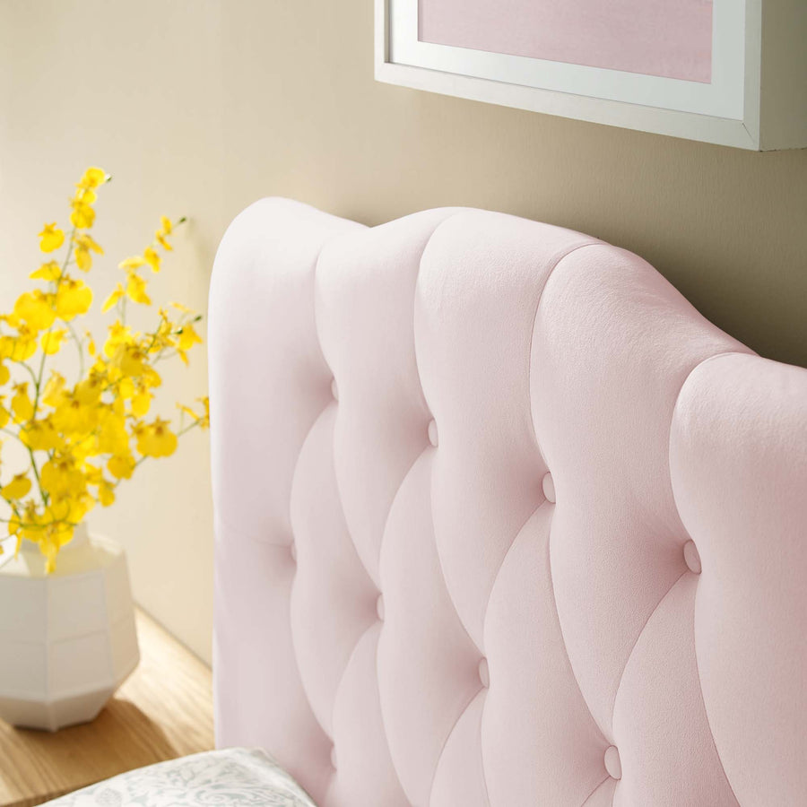 Sage Diamond Tufted Performance Velvet Twin Headboard in Pink