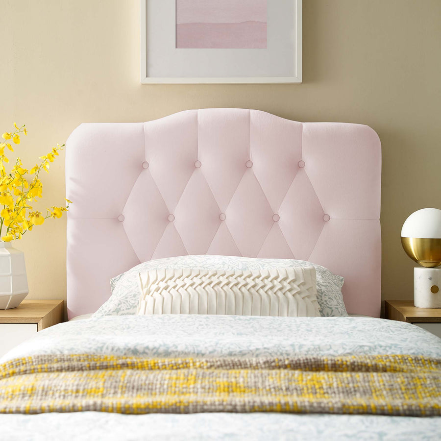 Sage Diamond Tufted Performance Velvet Twin Headboard in Pink