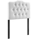 Sage Diamond Tufted Performance Velvet Twin Headboard in White