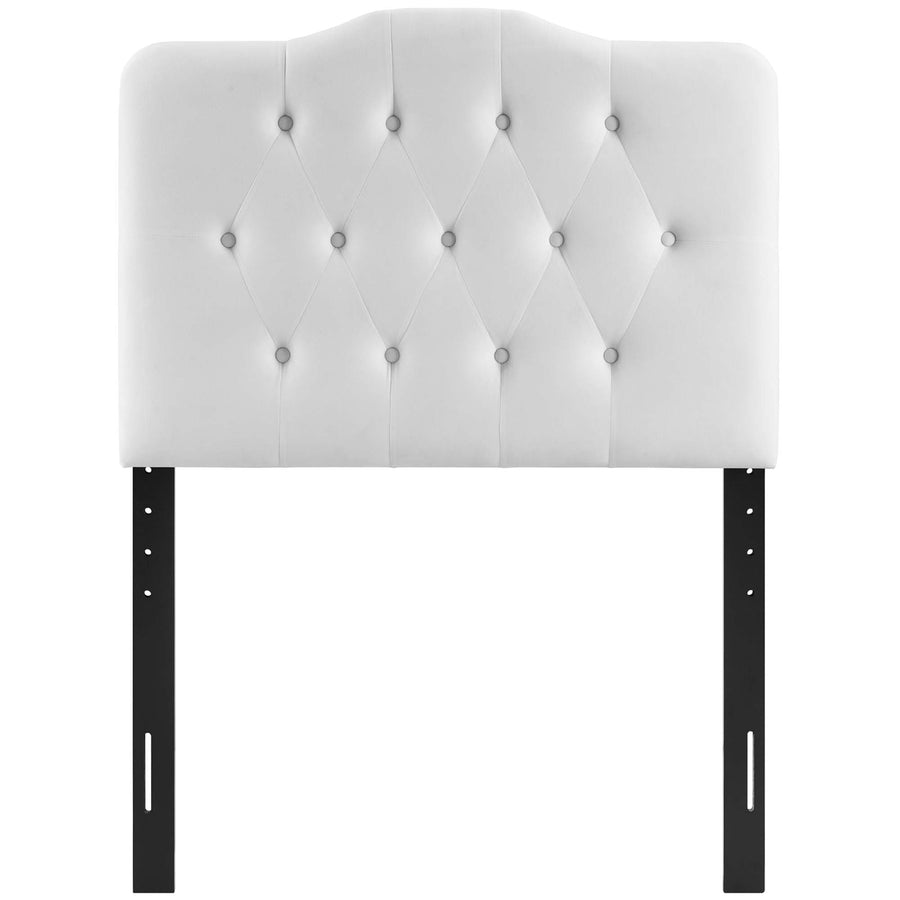 Sage Diamond Tufted Performance Velvet Twin Headboard in White