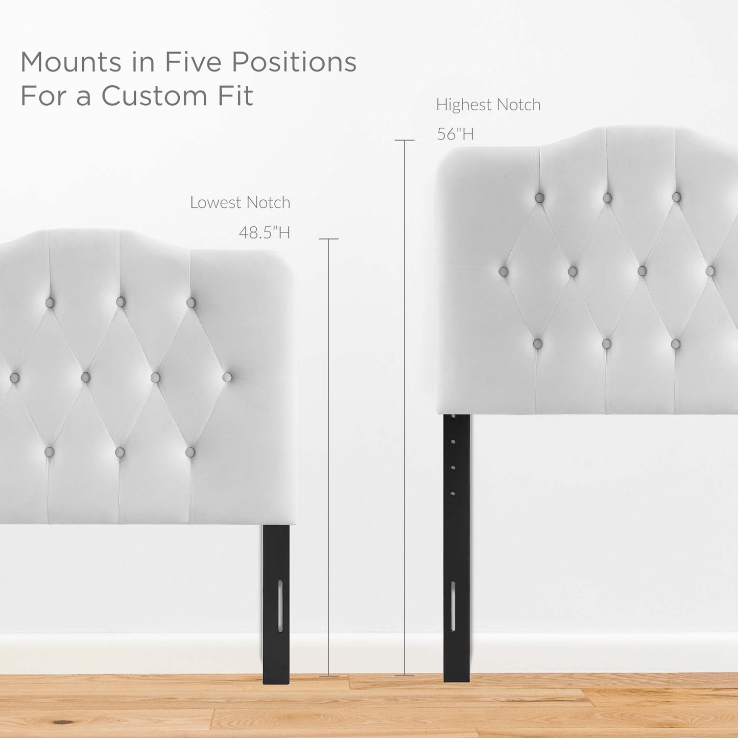 Annabel Diamond Tufted Performance Velvet Twin Headboard by Furniture For America