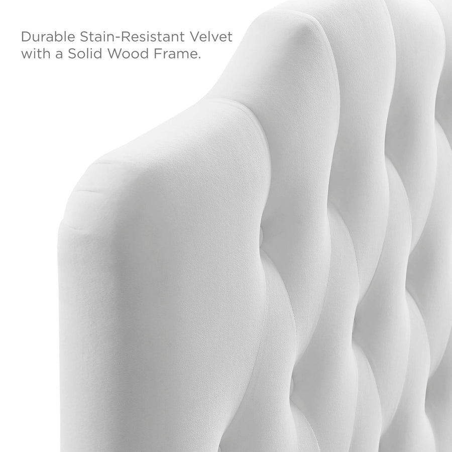 Sage Diamond Tufted Performance Velvet Twin Headboard in White