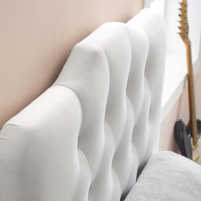 Annabel Diamond Tufted Performance Velvet Twin Headboard by Furniture For America