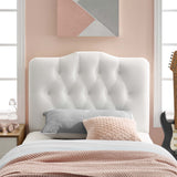 Sage Diamond Tufted Performance Velvet Twin Headboard in White