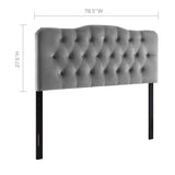 Sage Diamond Tufted Performance Velvet King Headboard in Gray