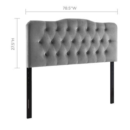 Annabel Diamond Tufted Performance Velvet King Headboard by Furniture For America