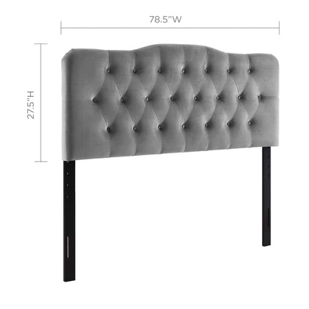 Annabel Diamond Tufted Performance Velvet King Headboard in Gray