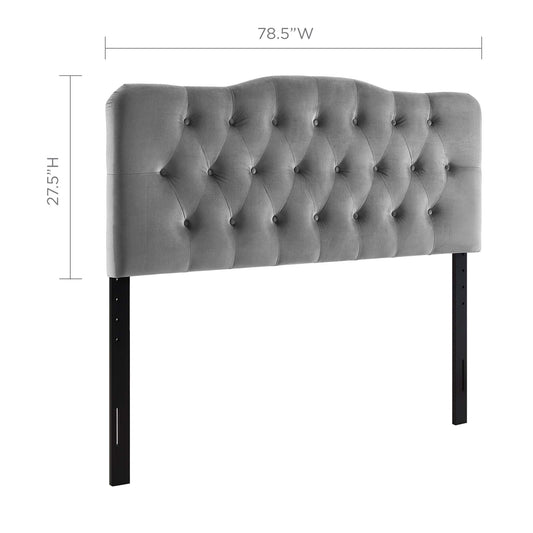 Annabel Diamond Tufted Performance Velvet King Headboard by Furniture For America