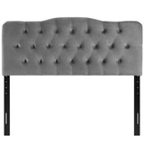 Sage Diamond Tufted Performance Velvet King Headboard in Gray
