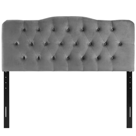 Annabel Diamond Tufted Performance Velvet King Headboard in Gray