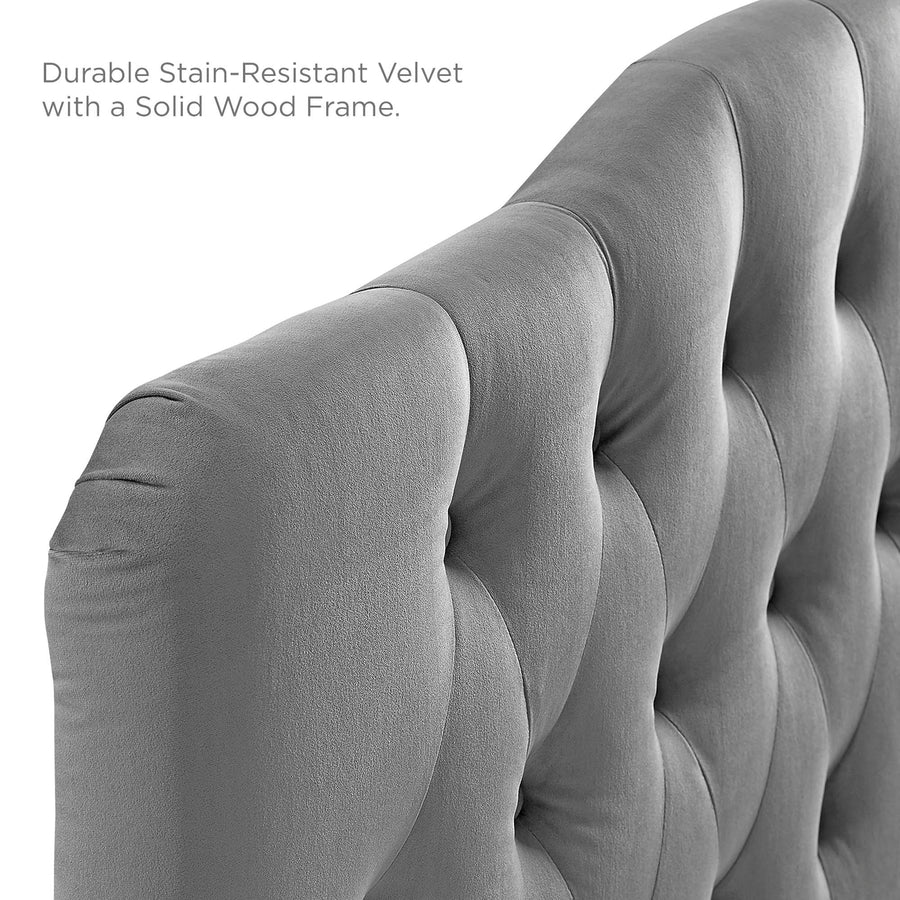 Sage Diamond Tufted Performance Velvet King Headboard in Gray