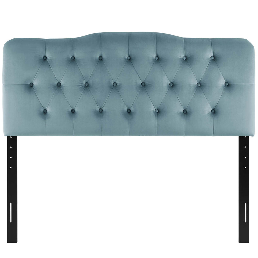 Sage Diamond Tufted Performance Velvet King Headboard in Light Blue