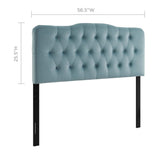 Sage Diamond Tufted Performance Velvet Full Headboard in Light Blue