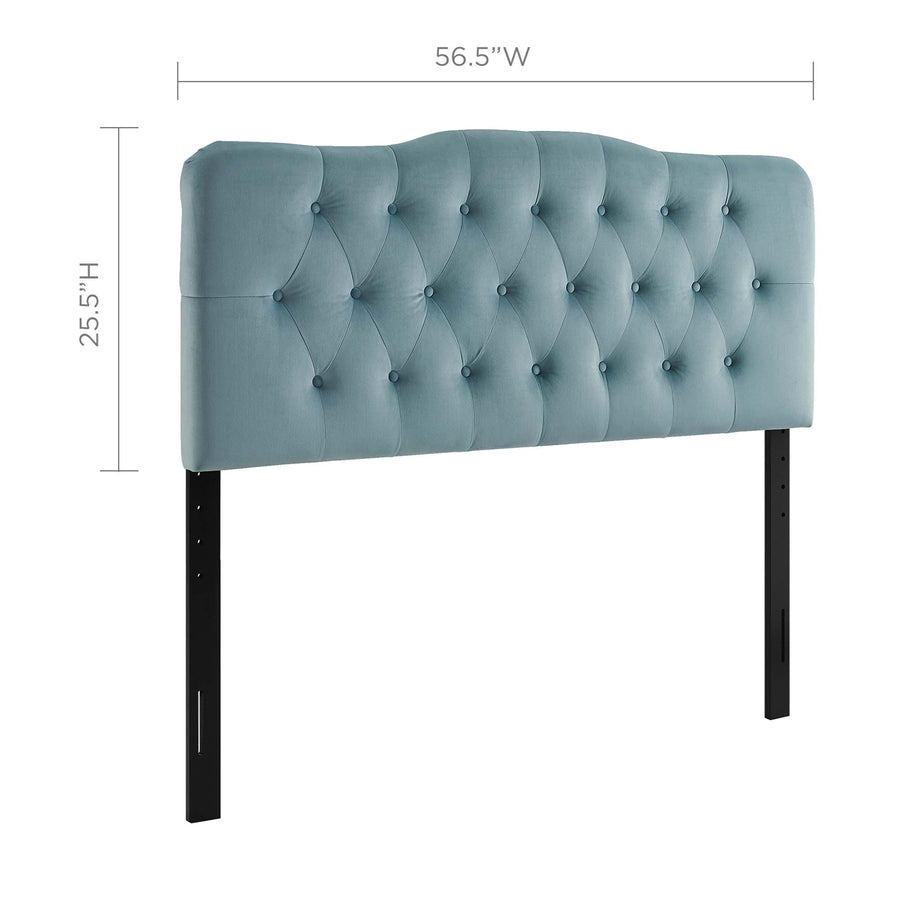 Sage Diamond Tufted Performance Velvet Full Headboard in Light Blue