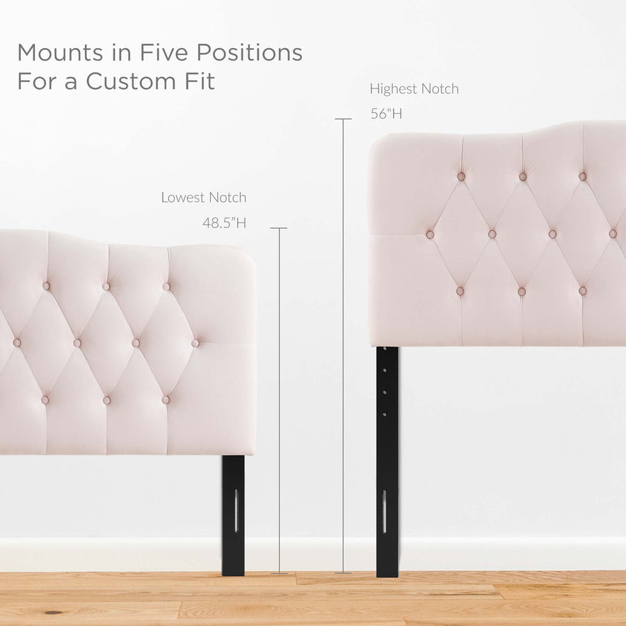 Sage Diamond Tufted Performance Velvet Full Headboard in Pink