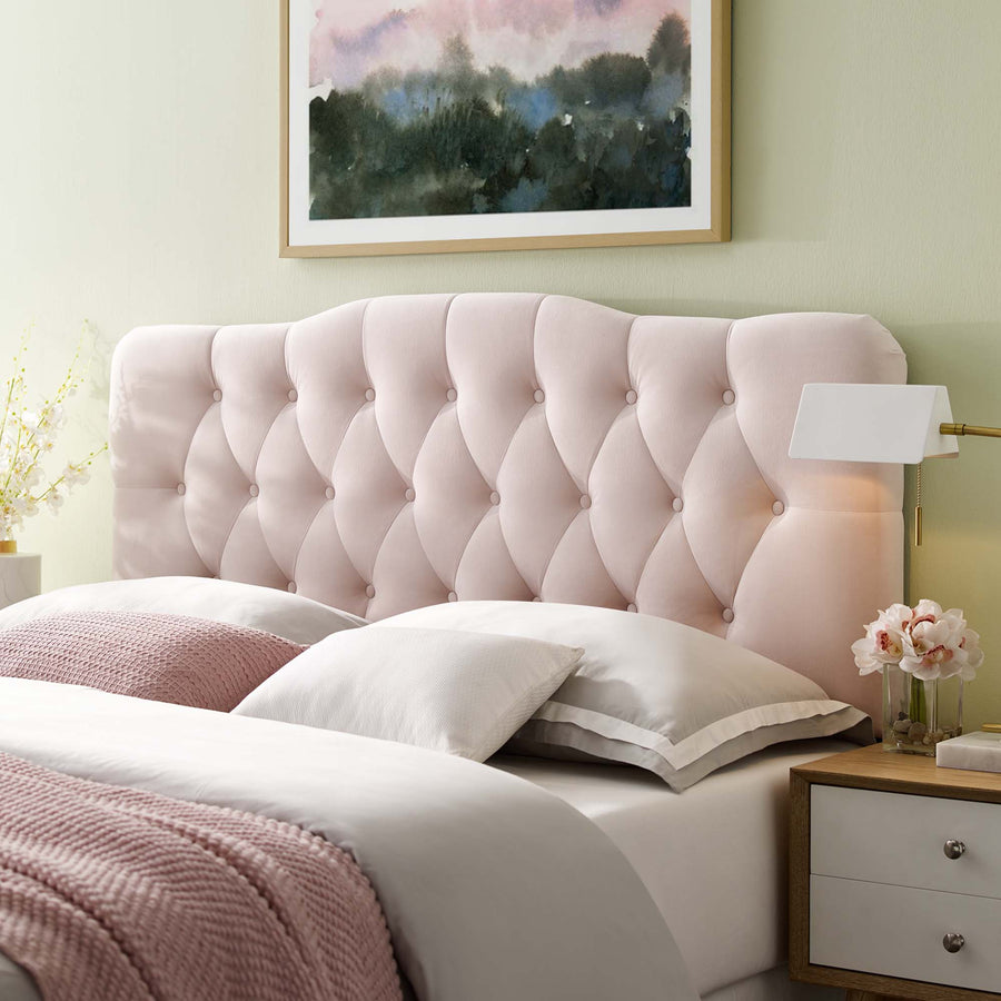 Sage Diamond Tufted Performance Velvet Full Headboard in Pink