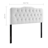 Sage Diamond Tufted Performance Velvet Full Headboard in White