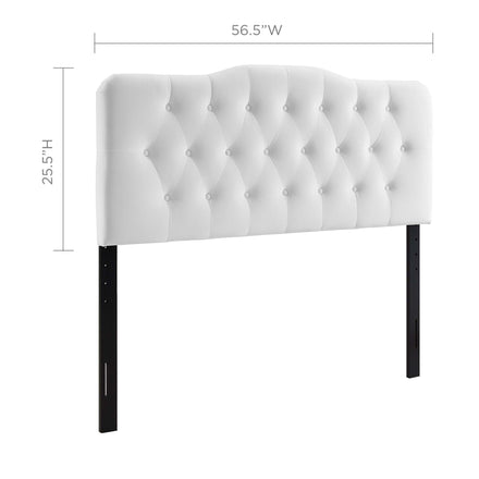 Annabel Diamond Tufted Performance Velvet Full Headboard in White