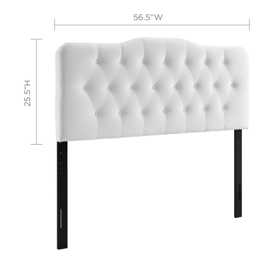 Sage Diamond Tufted Performance Velvet Full Headboard in White