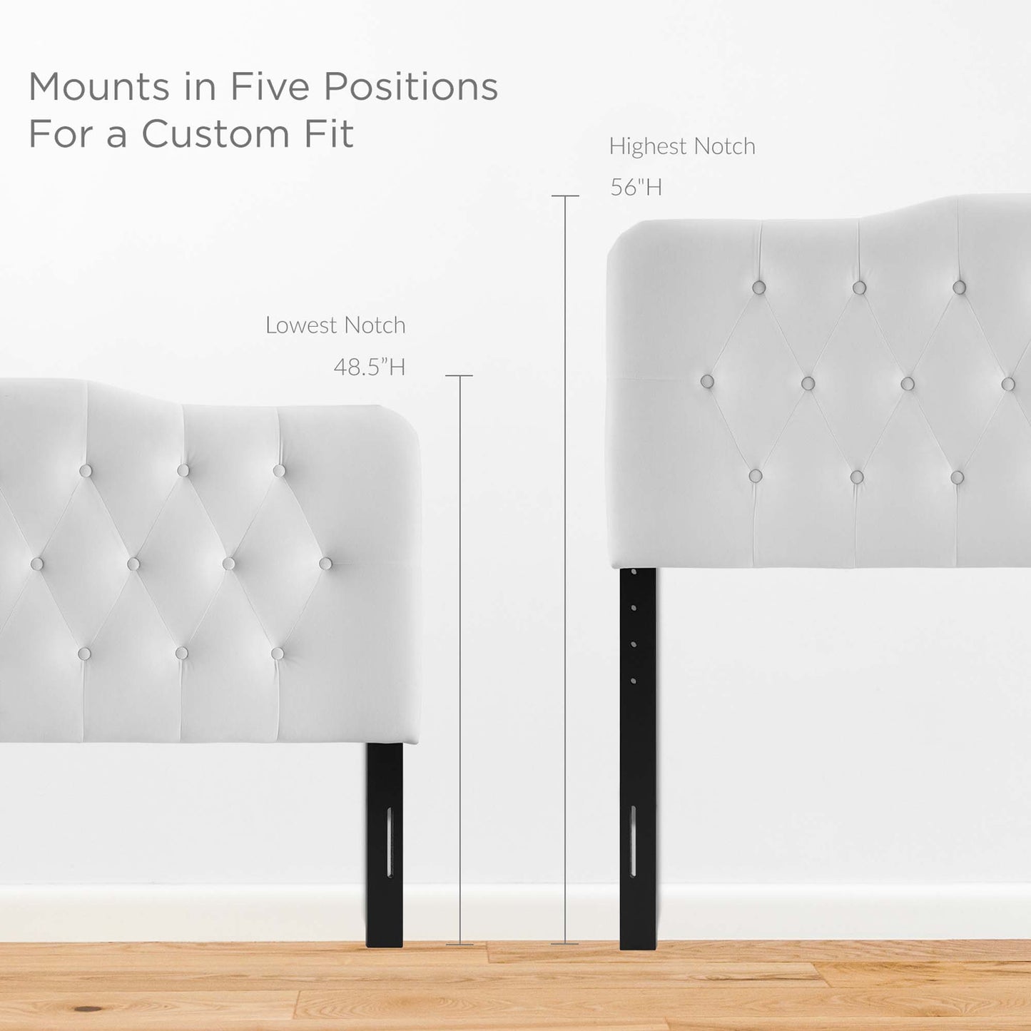 Annabel Diamond Tufted Performance Velvet Full Headboard by Furniture For America
