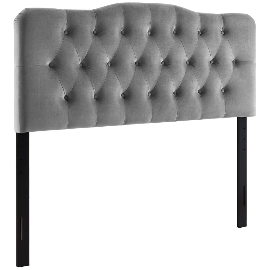 Sage Diamond Tufted Performance Velvet Queen Headboard in Gray