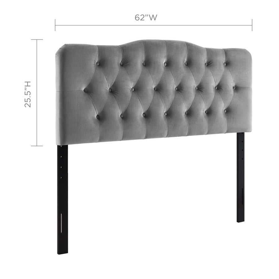 Sage Diamond Tufted Performance Velvet Queen Headboard in Gray