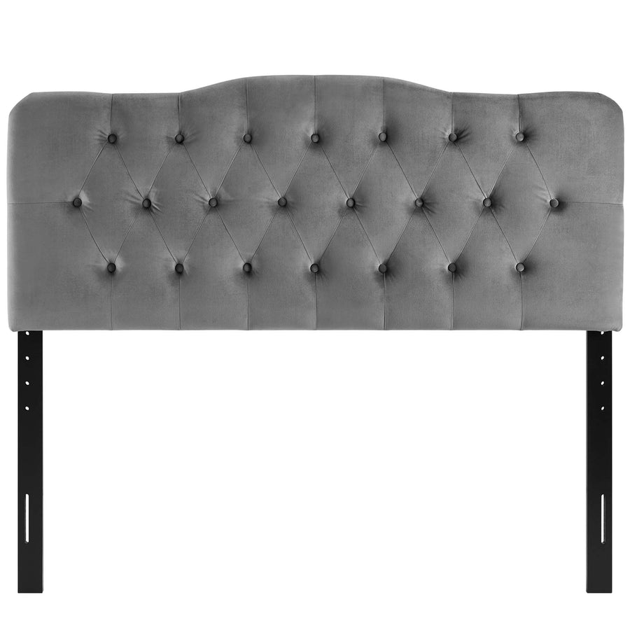 Sage Diamond Tufted Performance Velvet Queen Headboard in Gray